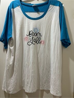 LuLaRoe White Tee with Teal Neckline